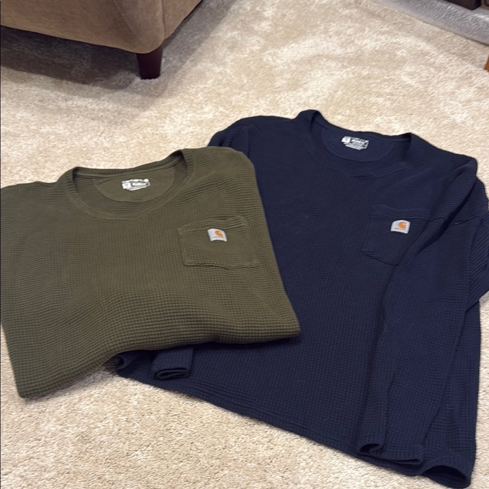 Carhartt Dark Green and Navy Waffle Knit Tops